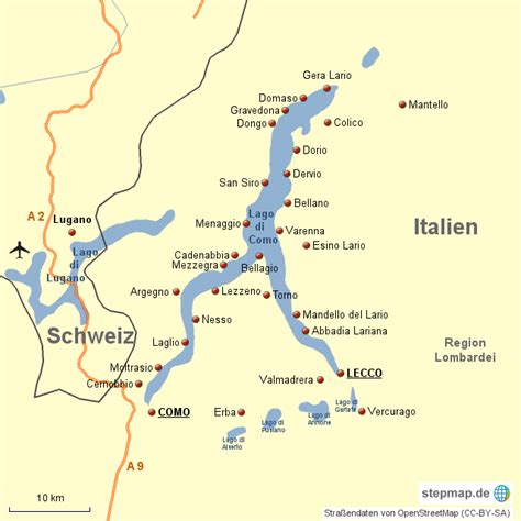 Golfen am comer see auf einer größeren comer see karte anzeigen sailing, surfing and boating segeln, surfen und bootsverleih am comer see auf einer größeren comersee karte anzeige. StepMap - Lago di Como - Landkarte für Italien