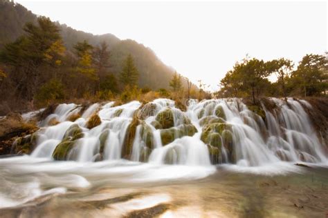 Beautiful Waterfall View In Jiuzhaigou In Jiuzhai Valley National Park