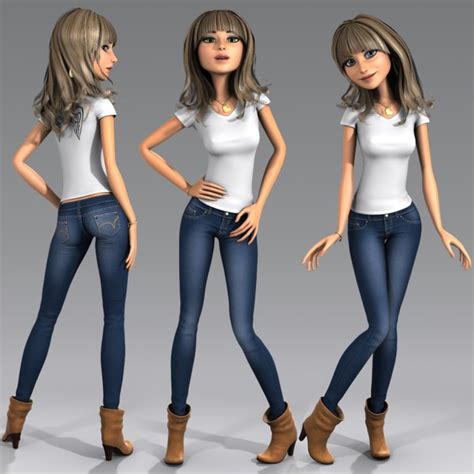 3d Model Cartoon Character Young Woman
