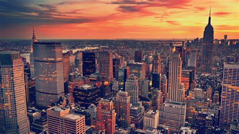 Cityscape New York City Sunset