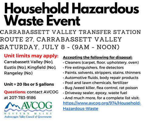 Household Hazardous Waste Day Kingfield Maine