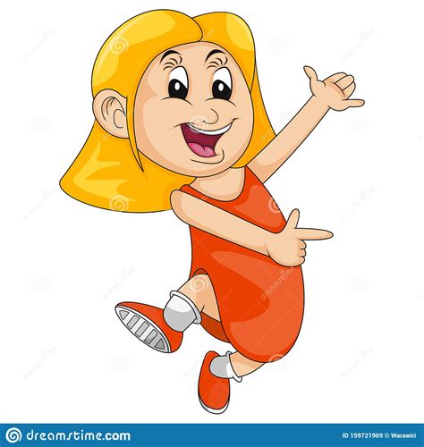 The Girl Cheerfully Dances Cartoon Vector 3764687