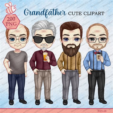 Grandfather Clipart Grandpa Clipart Chibi Clipart Amandacolor