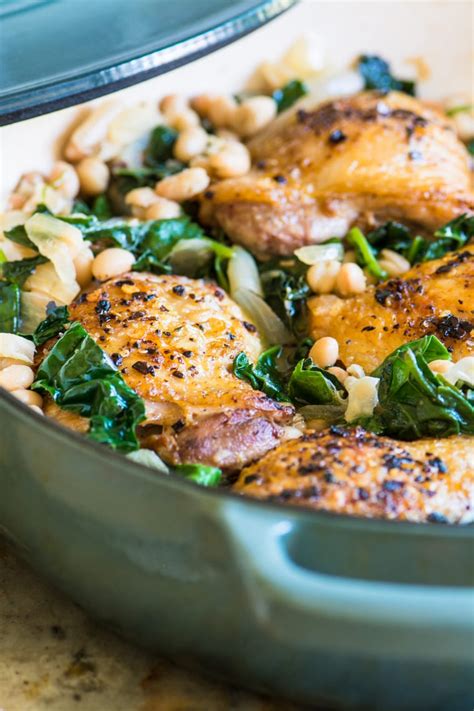 You could even try this recipe using pork tenderloin if you like. Chicken Thighs with White Beans and Wilted Greens ~ greens and beans are a superfood duo that ...