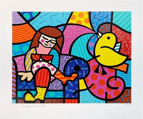 Romero Britto Only You Can Hear Serigraf A Etsy Espa A