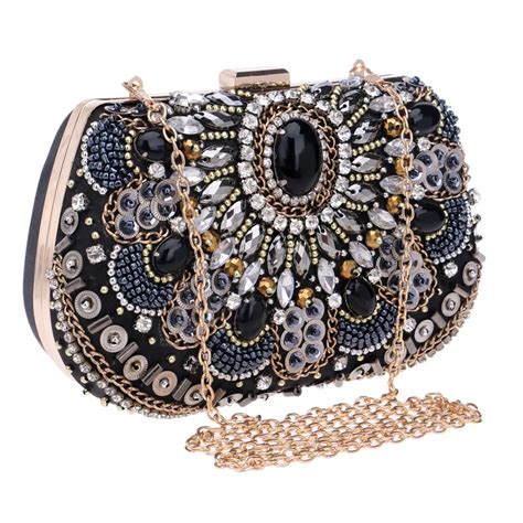 New Arrival Vintage Women Evening Bags Beaded Diamonds Purse Day