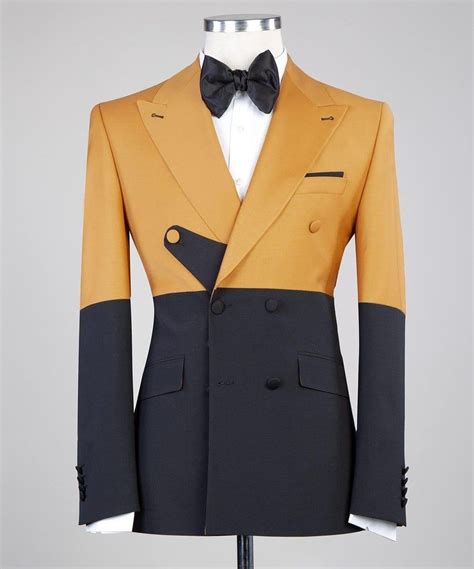 Mens Yellow And Black Double Breasted Suit Black Double Breasted Suit Dress Suits For Men