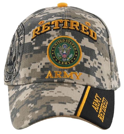 New Us Army Retired Round Side Camo Ball Cap Hat Acu Camo Mens Hats