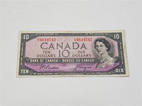 1954 Kanada 10 Dolar KaĞit Para 1954 Canada 10 Dollars Bayrak Müzayede