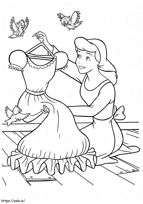 Cinderella And A Dress Coloring Page