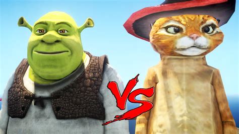 Shrek Vs Puss In Boots Great Battle Youtube