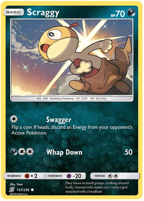 Scraggy Unified Minds 137 Pokemon Card