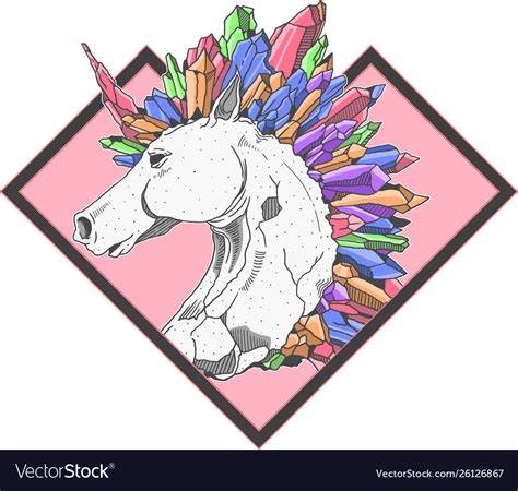 Cool Unicorn Colorful Crystal Royalty Free Vector Image