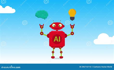 Modern Robot Artificial Intelligence Holding Brain And Idea Artificial