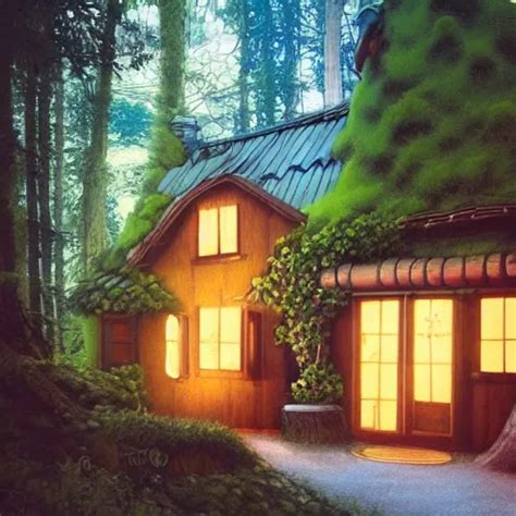 Studio Ghibli Cozy Forest Cottage Stable Diffusion Openart