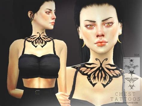 The Sims Resource Chest Tattoos N By Pralinesims Chest Tattoo