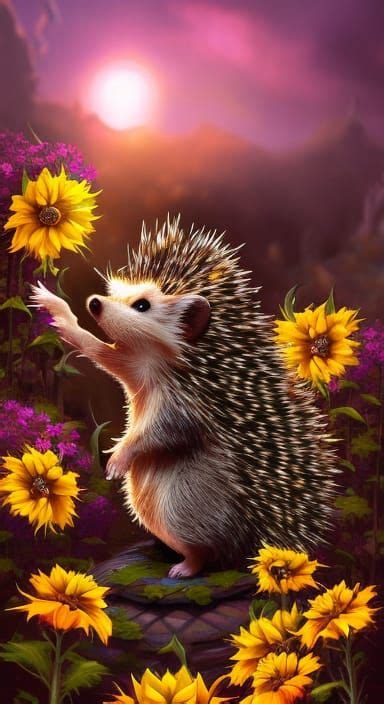 Hedgehog In A Sunflower Field Ai Generated Artwork Nightcafe Creator