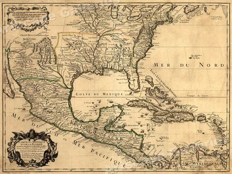 1700s New World Spanish Colonies Old Map 20x28 Ebay