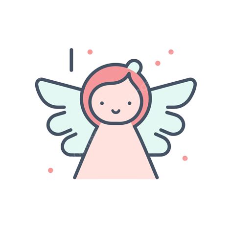 Cute Angel Cartoon Design Simple Concept Vector A Lineal Icon