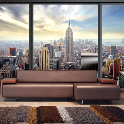 Fototapete New York Skyline Fensterblick Vlies Tapeten Wandbilde Xxl
