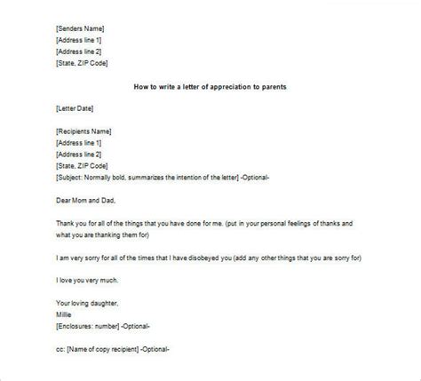 Thank You Letter To Parents 9 Free Sample Example Format Download