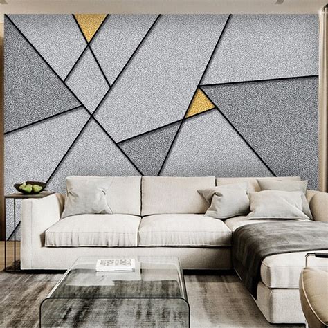 Custom Wallpaper Mural Abstract Grey Geometric Pattern Bvm Home