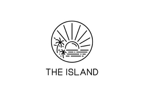 The Island Line Art Logo Circular Sunset Graphic By Sabavector