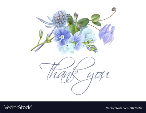 This quirky greetings card is the perfect way to say thank you! Blue flower thank you card Royalty Free Vector Image