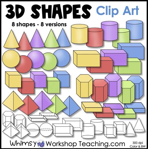 3D Shapes Geometry Clip Art Math Clip Art Images Color Black White