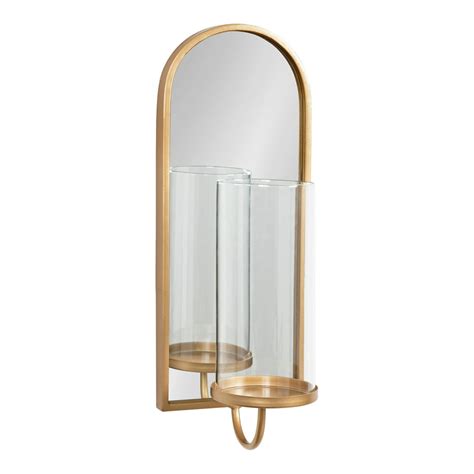 Kate And Laurel Ezerin Arched Mirror Wall Sconce 6 X 5 X 16 Gold Modern Decorative Wall