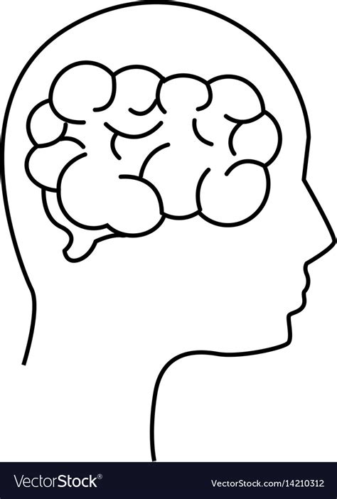 Mental Health Silhouette Person With Brain Vector Image