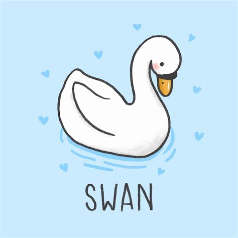 Premium Vector Swan Cartoon Hand Drawn Style