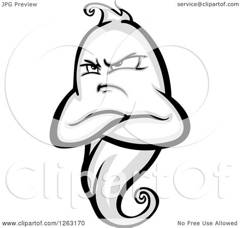 Clipart Of A Mad Ghost Royalty Free Vector Illustration By Chromaco