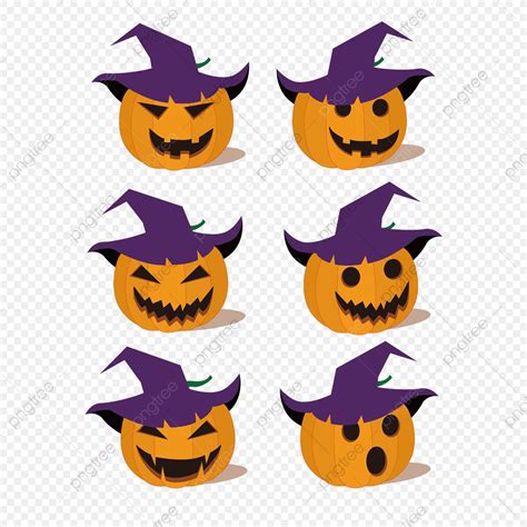 Simple Halloween Pumpkin Lantern Cartoon Expression Vector Element