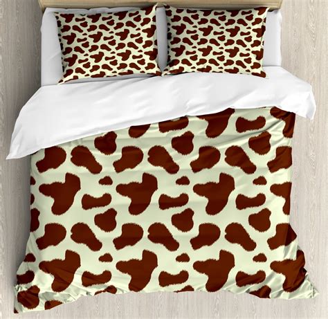 Cow Print King Size Duvet Cover Set Cattle Skin With Brown Spots