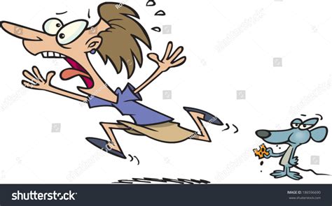 Scared Cartoon Woman Running Mouse Stock Vector 186596690 Shutterstock