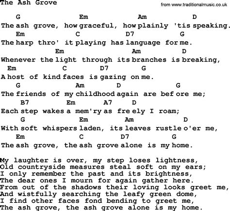 Top 1000 Folk And Old Time Songs Collection Ash Grove Lyrics With