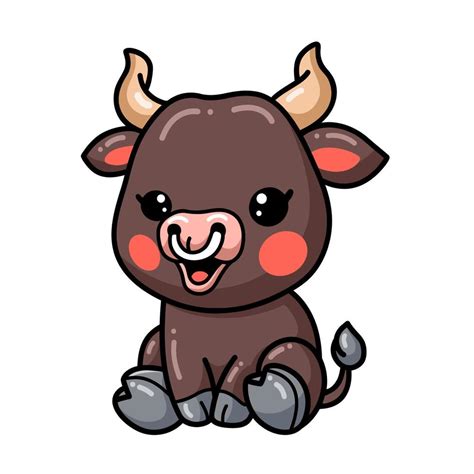 Cute Baby Bull Cartoon Sitting 9876675 Vector Art At Vecteezy