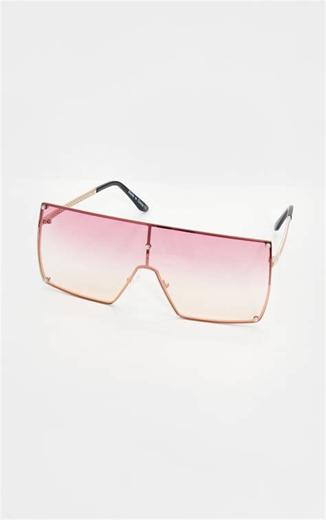 Pink Lens Ombre Oversized Square Frame Sunglasses Prettylittlething