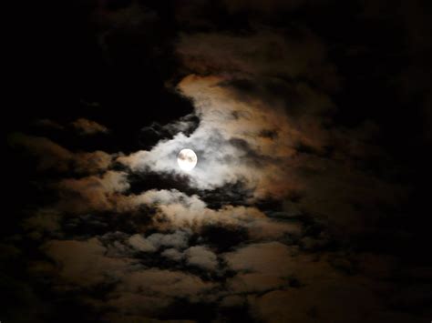 Full Moon Night Sky With Stars Clouds