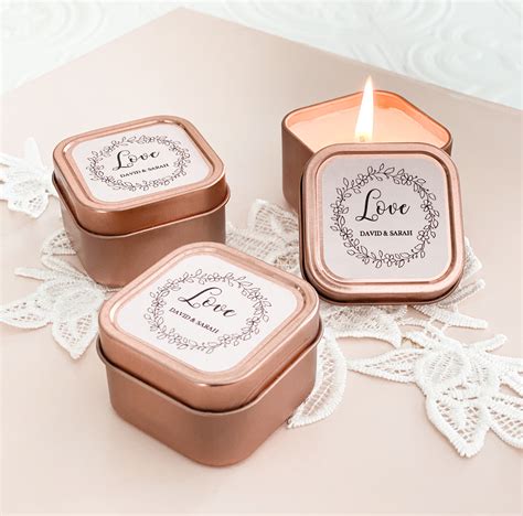 Floral Candle Tin Favors Rose Gold