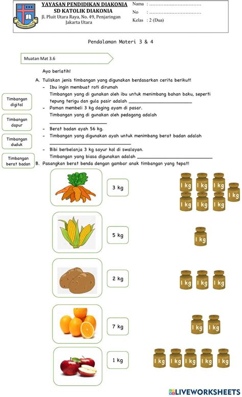 Satuan Berat Activity For Kelas 2 Live Worksheets