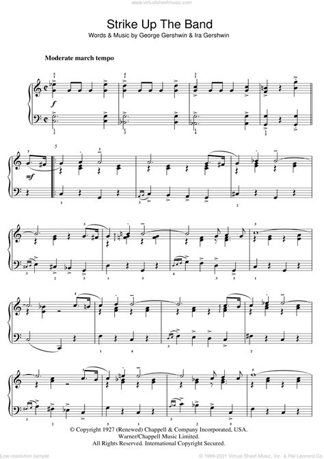 George Gershwin Strike Up The Band Sheet Music For Piano Solo