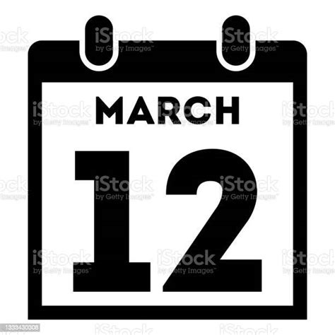 Simplicity Black Daily Calendar Icon 12 March Stock Illustration