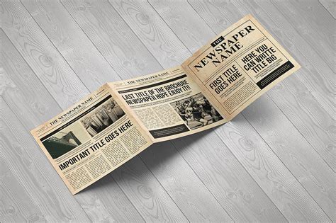 Newspaper Square Brochure Trifold On Yellow Images Creative Store