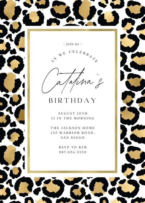 Leopard Framed Birthday Invitation Template Greetings Island