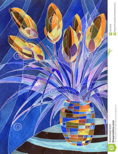 All the best flower vase painting 29+ collected on this page. Abstract Flowers In A Vase Stock Illustration - Image ...