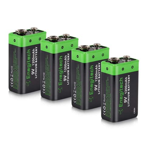 9v Lithium Battery Enegitech 4 Pack 1200mah Non Rechargeable Li Ion