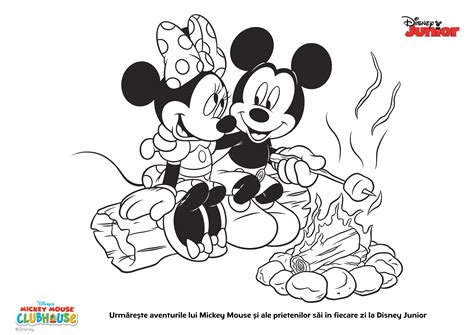 Planse De Colorat Pentru Copii Mickey Mouse Si Focul De Tabara