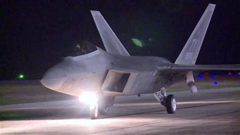 Amazing Footage Us Air Force F 22 Raptors Nighttime Full After